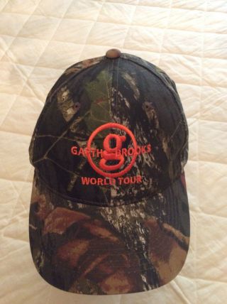 Garth Brooks World Tour Concert Baseball Hat Camo Mossy Oak Camo Strap Back