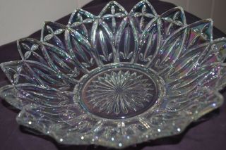 Vintage Federal Iridescent Cut Glass Bowl 10 inch Dish Carnival Glassware Pedal 2