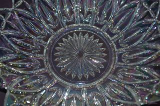 Vintage Federal Iridescent Cut Glass Bowl 10 inch Dish Carnival Glassware Pedal 3