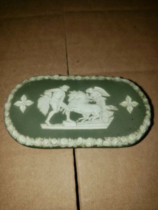 Wedgwood Jasperware Green And White Match Box " Ulysses Staying The Chariot "