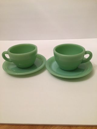 Set Of 2 Vtg Fire King Restaurant Ware Cups And Saucers