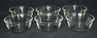 Set Of 6 Vtg.  Clear Pyrex Custard Cups 6 Oz Scalloped 3 Ring 463 Usa