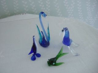 4 x Vintage Murano Glass Figures - Penguin,  Seal,  Swan,  Fish UK Postage 2
