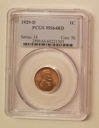 1929 - D Pcgs Ms64rd Lincoln Wheat Cent