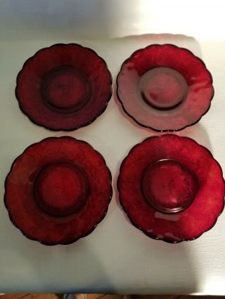 Princess House " Fantasia Ruby " Luncheon Plate - 8 " - Set Of 4 Gorgeous