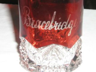 Vintage Eapg Ruby Stained Mug " Bracebridge Muskoka "