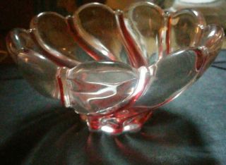 Mikasa Bowl clear with peppermint pink swirl 5.  5 
