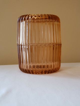 Pink Ribbed Glass Fairy Lamp Candle Holder