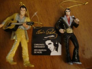 2 Kurt S.  Adler - Elvis Presley Ornaments 2015 Glitter Gold Suit And Black Suit