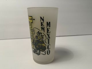 Vtg Hazel Atlas State Glass Mexico 5” Tumbler Novelty Frosted Glass Yellow