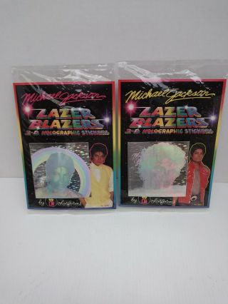 (2) 1984 Michael Jackson Lazer Blazer 3 - D Holographic Stickers By Colorform