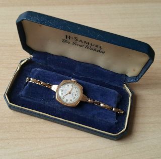 Ladies Vintage.  375 9ct Gold Rolex Precision Wrist Watch,  Retailers Box 17.  3g