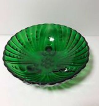Anchor Hocking Forest Green Bubble Glass Serving Berry Bowl Vintage