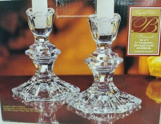 Candlesticks Set Of 2 Crystal Clear Signatures Handcut 24 Full Lead Crystal 5 "