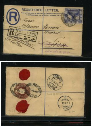 Sierra Leone Postal Registered Envelope To Switzerland 1934 Kel1124