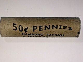 1943 P Steel Penny Roll / Uncirculated / Small Cents / 50 Cents / Lincoln Wheat