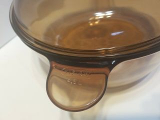 Vintage Corning Vision Ware Amber Glass 4.  5 Litre Dutch Oven Stock Pot 2