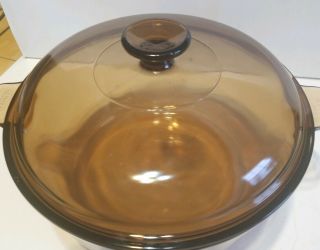 Vintage Corning Vision Ware Amber Glass 4.  5 Litre Dutch Oven Stock Pot 3