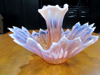 Fostoria Heirloom Pink Opalescent Glass 14 " Oblong Epergne Bowl 1515/413