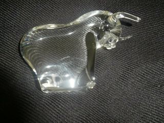 Mid Century Mod Art Glass Stylized Bull Figure Paperweight