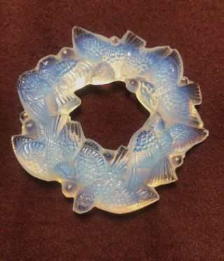 Signed Sabino Opalescent Crystal Ring Of Birds Napkin Ring Ornament France