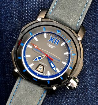 Visconti Automatic Watch Full Dive 1000 Pvd Gun Metal Blue Nabuk Strap Kw51 - 02