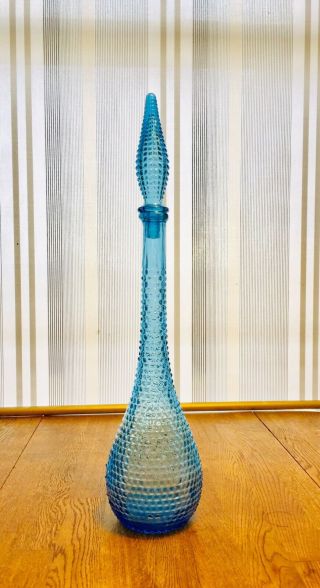 Vintage Mid Century Italian Glass Genie Bottle With Stopper