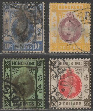Hong Kong 1921 - 37 Kgv 10c,  30c,  50c,  $2 Fiscally With Custom Duty Deposit
