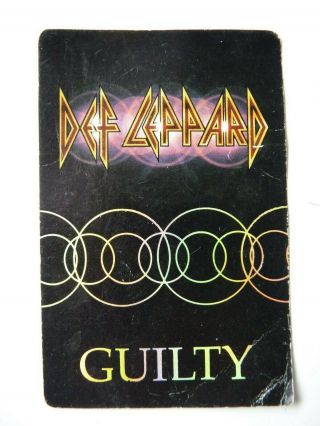 Def Leppard Guilty 1999 Tour Issued Backstage Pass Unlaminated Laminate
