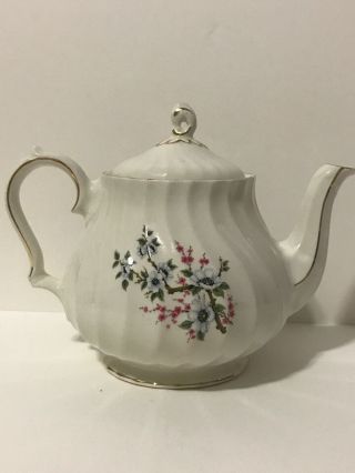 Vintage Sadler England Floral Teapot With Gold Trim