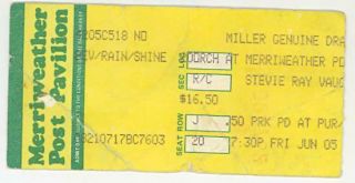 Rare Stevie Ray Vaughan 6/05/87 Columbia Md Ticket Stub