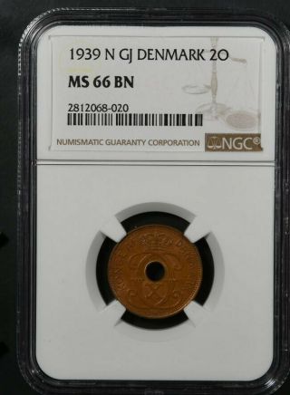 1939 - N GJ NGC MS66BN DENMARK 2 ORE 3