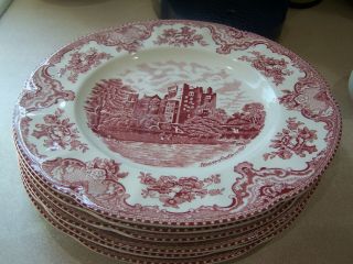 2 Johnson Bros England Old Britain Castles Pink 10 " Blarney Castle Dinner Plate