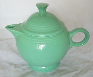 Fiesta Fiestaware Sea Mist Green Ring - Handled Teapot W/ Lid Homer Laughlin