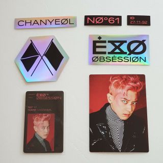EXO Vol.  6 Album [OBSESSION] [The Place] Official Chanyeol_X ID Card,  Deco Sticker 2