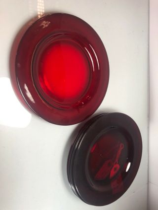4 Vintage Ruby Red Martinsville " Moondrops " 8 1/2 " Lunch Plate
