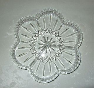 Waterford Crystal Lismore 3 Part Divided Plate Condiment Dish 9.  25 "