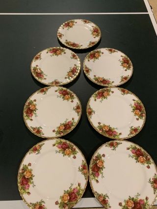 Royal Albert Old Country Roses Htf Dessert Pie Plate 7 1/8 " England Set Of 7