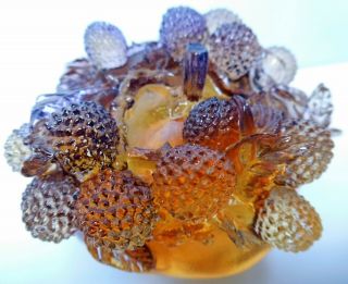 Stunning Tittot Glass Apple & Berries / Bramble Leaf - Chinese Art Crystal Amber