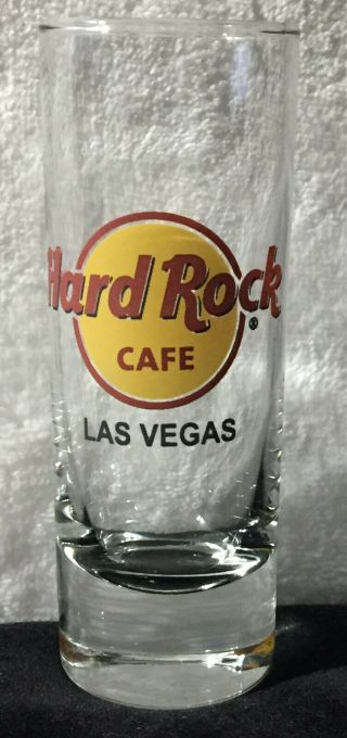 Hard Rock Cafe Tall Shot Glass Las Vegas Nevada Red Circle Black Letters