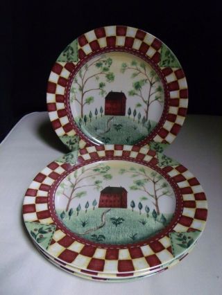 Thomson Pottery Country Home Stoneware Beth Vincent Stephens Set 4 Dinner Plates