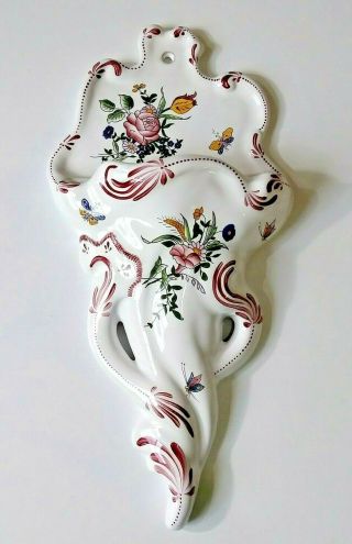 Roullet - Renoleau Basse St Genis French Hand Painted Faience Wall Pocket Vase