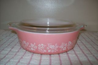 Vintage Pyrex 471 Pink Gooseberry 1 Pint Covered Casserole