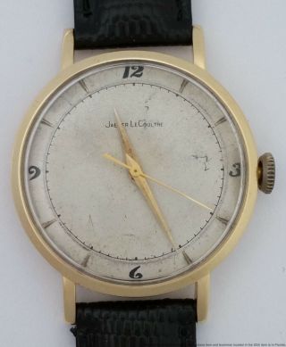 Vintage Jaeger Lecoultre 18k Gold Mens Running Wrist Watch