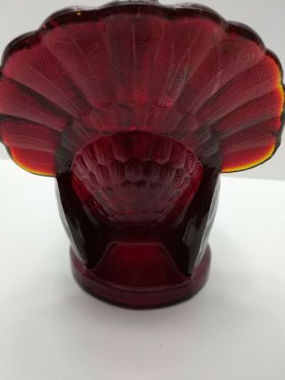 Vintage LE Smith Red Amberina Turkey Candy Dish Bowl w/ Lid 3
