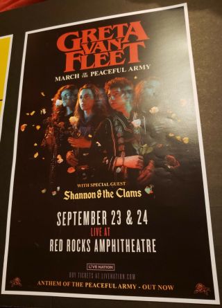 11x17 Greta Van Fleet Denver Concert Promo Gig Poster 2019 Red Rocks Colorado