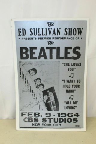 The Beatles Ed Sullivan Show 1964 Concert Poster Art,  Pre - Owned.