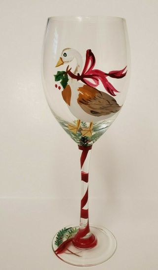 Block Basics 12 Twelve Days Of Christmas Wine Glass - Geese A Laying