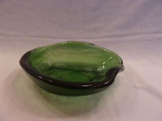 Heavy Green Hand Crafted Textured Art Glass Candy/Nut Dish (Recycled Glass ?) 2