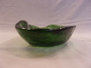 Heavy Green Hand Crafted Textured Art Glass Candy/Nut Dish (Recycled Glass ?) 3